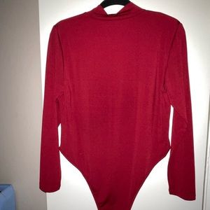 SHEIN Curve Red/Burgundy Long Sleeve Bodysuit
